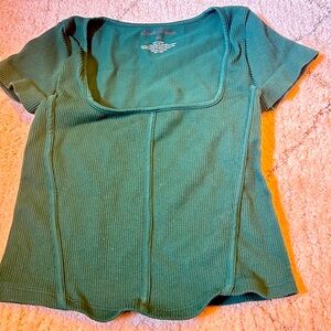 Dark Green Ribbed Crop Top